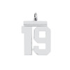 Sterling Silver Rhodium-plated Large Polished Number 19 Charm