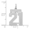 Sterling Silver Rhodium-plated Medium Satin Number 21 Charm