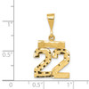 14k Yellow Gold Small Diamond-Cut Number 22 Pendant