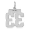 Sterling Silver Rhodium-plated Small Polished Number 33 Charm