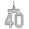 Sterling Silver Rhodium-plated Small Satin Number 40 Charm