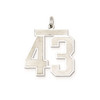 Sterling Silver Rhodium-plated Large Satin Number 43 Charm