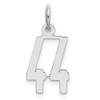 Sterling Silver Rhodium-plated Small Elongated Polished Number 44 Charm