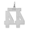 Sterling Silver Rhodium-plated Large Satin Number 44 Charm