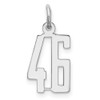 Sterling Silver Rhodium-plated Small Elongated Polished Number 46 Charm