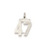 Sterling Silver Rhodium-plated Small Satin Number 47 Charm