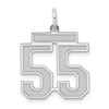 Sterling Silver Rhodium-plated Medium Satin Number 55 Charm