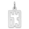 Sterling Silver Rhodium-plated Small Elongated Polished Number 63 Charm