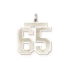 Sterling Silver Rhodium-plated Large Satin Number 65 Charm
