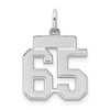 Sterling Silver Rhodium-plated Small Satin Number 65 Charm