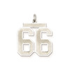 Sterling Silver Rhodium-plated Large Satin Number 66 Charm