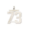 Sterling Silver Rhodium-plated Large Satin Number 73 Charm