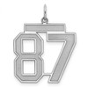 Sterling Silver Rhodium-plated Large Satin Number 87 Charm