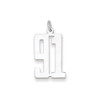 Sterling Silver Rhodium-plated Small Elongated Polished Number 91 Charm