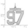 Sterling Silver Rhodium-plated Large Satin Number 97 Charm