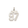 Sterling Silver Rhodium-plated Small Satin Number 97 Charm