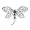 Sterling Silver Rhodium-plated Amethyst Dragonfly Pendant