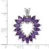 Sterling Silver Rhodium Marquise Amethyst Heart Pendant