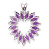 Sterling Silver Rhodium Marquise Amethyst Heart Pendant