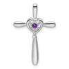 10k White Gold Amethyst Cross w/Heart Slide Pendant