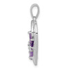 Rhodium-Plated Sterling Silver Amethyst and Diamond Butterfly Heart Pendant