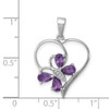 Rhodium-Plated Sterling Silver Amethyst and Diamond Butterfly Heart Pendant