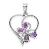 Rhodium-Plated Sterling Silver Amethyst and Diamond Butterfly Heart Pendant