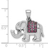 Sterling Silver Rhodium Polished Rhodolite Garnet Elephant Pendant