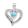 Sterling Silver Rhodium Heart Swiss Blue Topaz & Diamond Heart Pendant