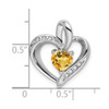 10k White Gold Citrine and Diamond Heart Pendant