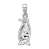 Sterling Silver Rhodium-Plated Lab-Created Opal Inlay Penguin Pendant