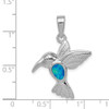 Sterling Silver Rhodium Plated Lab-Created Opal Inlay Hummingbird Pendant