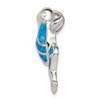 Sterling Silver Lab-Created Blue Opal Inlay Frog Slide
