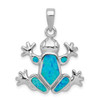 Sterling Silver Blue Inlay Lab-Created Opal Frog Pendant