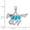 Sterling Silver Rhodium-Plated Lab-Created Blue Opal Inlay Horse Pendant