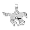 Sterling Silver Rhodium-Plated Lab-Created Blue Opal Inlay Horse Pendant