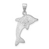 Sterling Silver Rhodium-Plated Lab-Created Blue Opal Dolphin Pendant