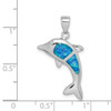 Sterling Silver Rhodium-Plated Lab-Created Blue Opal Dolphin Pendant
