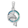 Sterling Silver Rhodium-Plated Blue Inlay Lab-Created Opal Dolphin Pendant