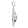 Sterling Silver Rhodium-Plated Lab-Created Blue Opal Fish Pendant