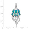 Sterling Silver Rhodium-Plated Lab-Created Blue Opal Jellyfish Pendant
