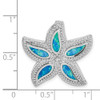 Sterling Silver Rhodium-plated Lab-Created Blue Opal Starfish Slide