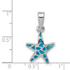 Sterling Silver Rhodium-plated Created Blue Opal Starfish Pendant