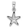 Sterling Silver Rhodium-plated Created Blue Opal Starfish Pendant