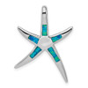 Sterling Silver Lab-Created Blue Opal Inlay Flat Starfish Slide