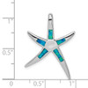 Sterling Silver Lab-Created Blue Opal Inlay Flat Starfish Slide