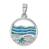 Sterling Silver Rhodium-Plated Blue Lab-Created Opal Starfish Ocean Pendant