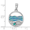 Sterling Silver Rhodium-Plated Blue Lab-Created Opal Starfish Ocean Pendant