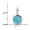 Sterling Silver Rhodium-Plated Lab-Created Opal Round Pendant