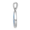 Sterling Silver Rhodium-Plated Lab-Created Opal Inlay Teardrop Pendant
